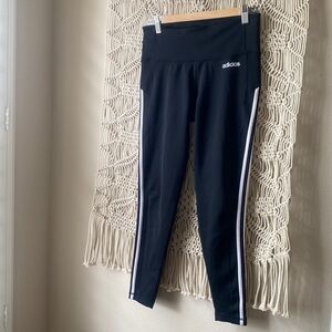 Adidas Climalite stripped black and white workout leggings sz Medium